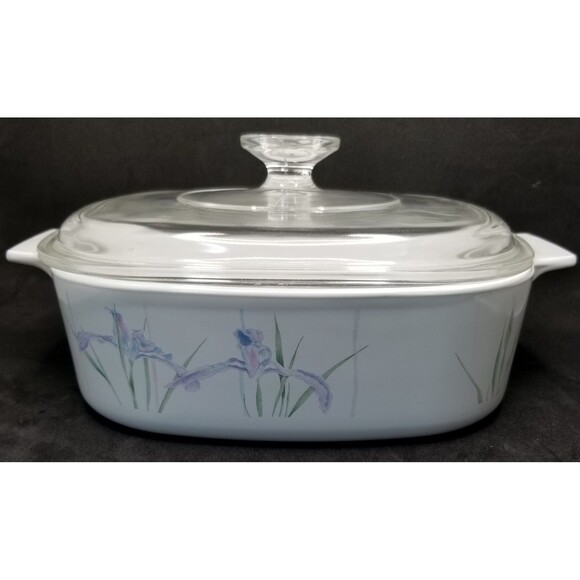 Corning Ware Shadow Iris pattern Casserole dish 2 qt w/ lid vintage rare pattern - Picture 3 of 12